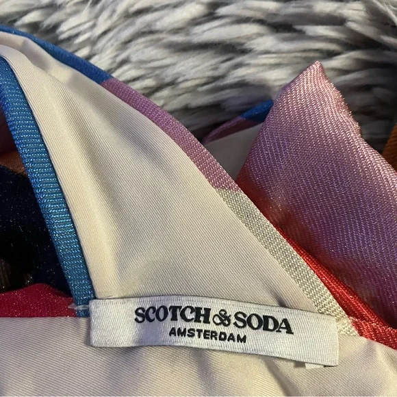 Scotch & Soda - X SMALL- Metallic one piece swimsuit Multi Color Stripe Sparkly - Picture 3 of 12